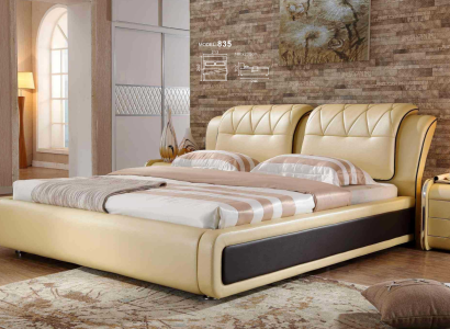 Luxury Bedroom Bed Upholstery Design Double Hotel Beds Leather Bed